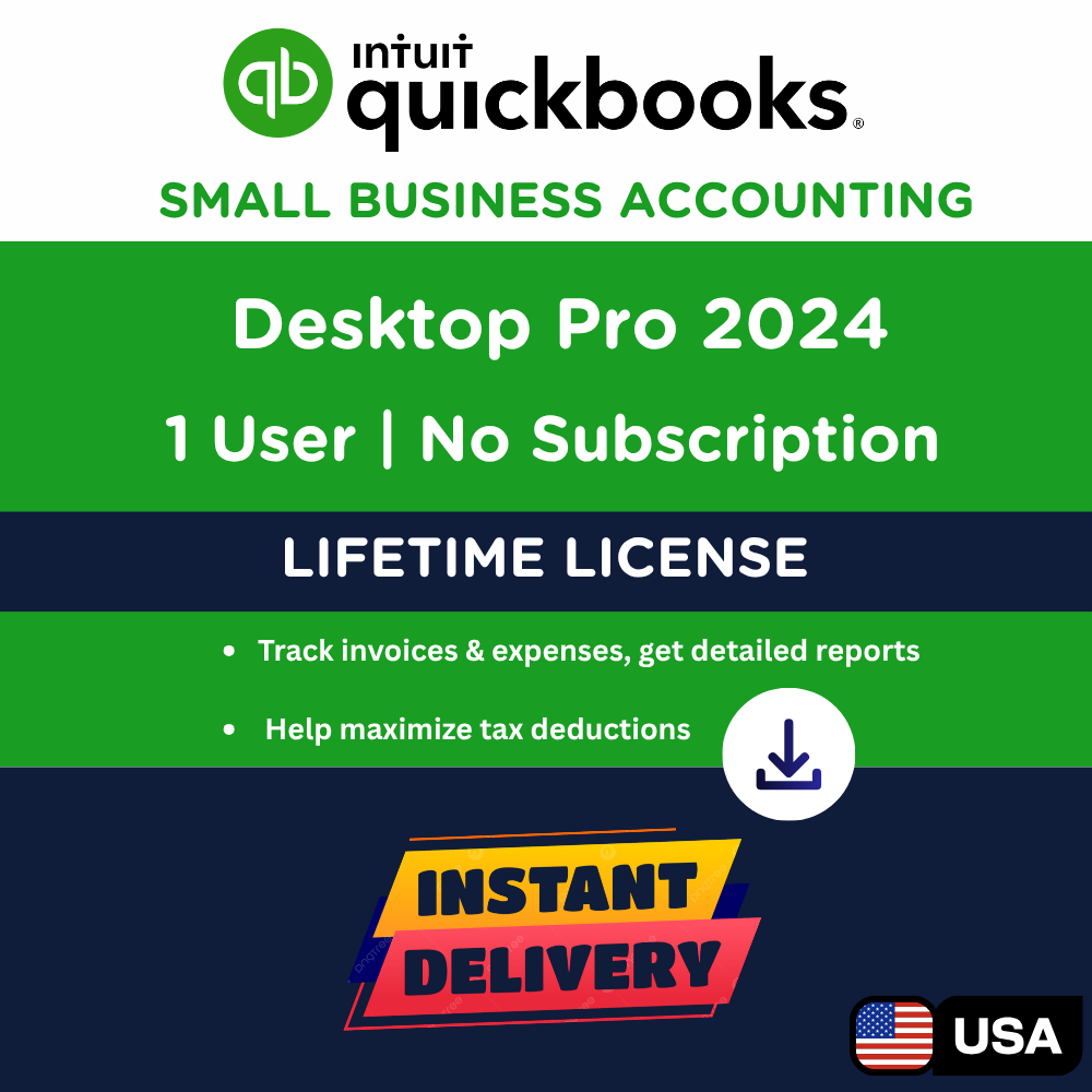 QuickBooks Desktop Pro 2024 | 1 User License license for digital download or shipped USB